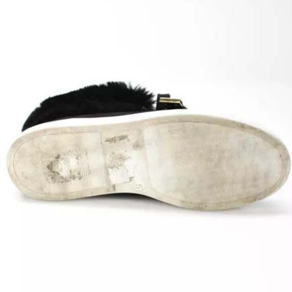 RIVER ISLAND BLACK FUR GOLD TIE BOOTS 5 SNEAKERS - Picture 4 of 5